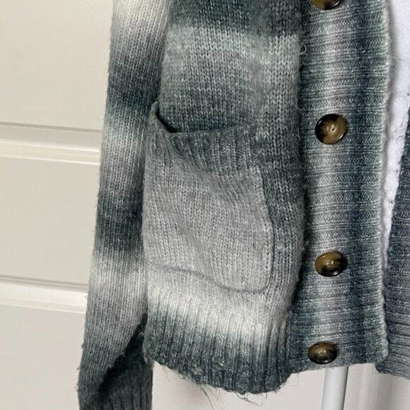 Pacsun Gray Striped Open Button Front Long Sleeve Wool Cardigan Size Medium - Picture 7 of 16